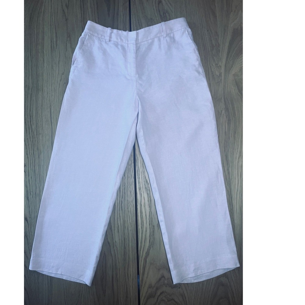 Talbots Linen Wide Leg Pants Womens 8 Pink Coastal Minimalist